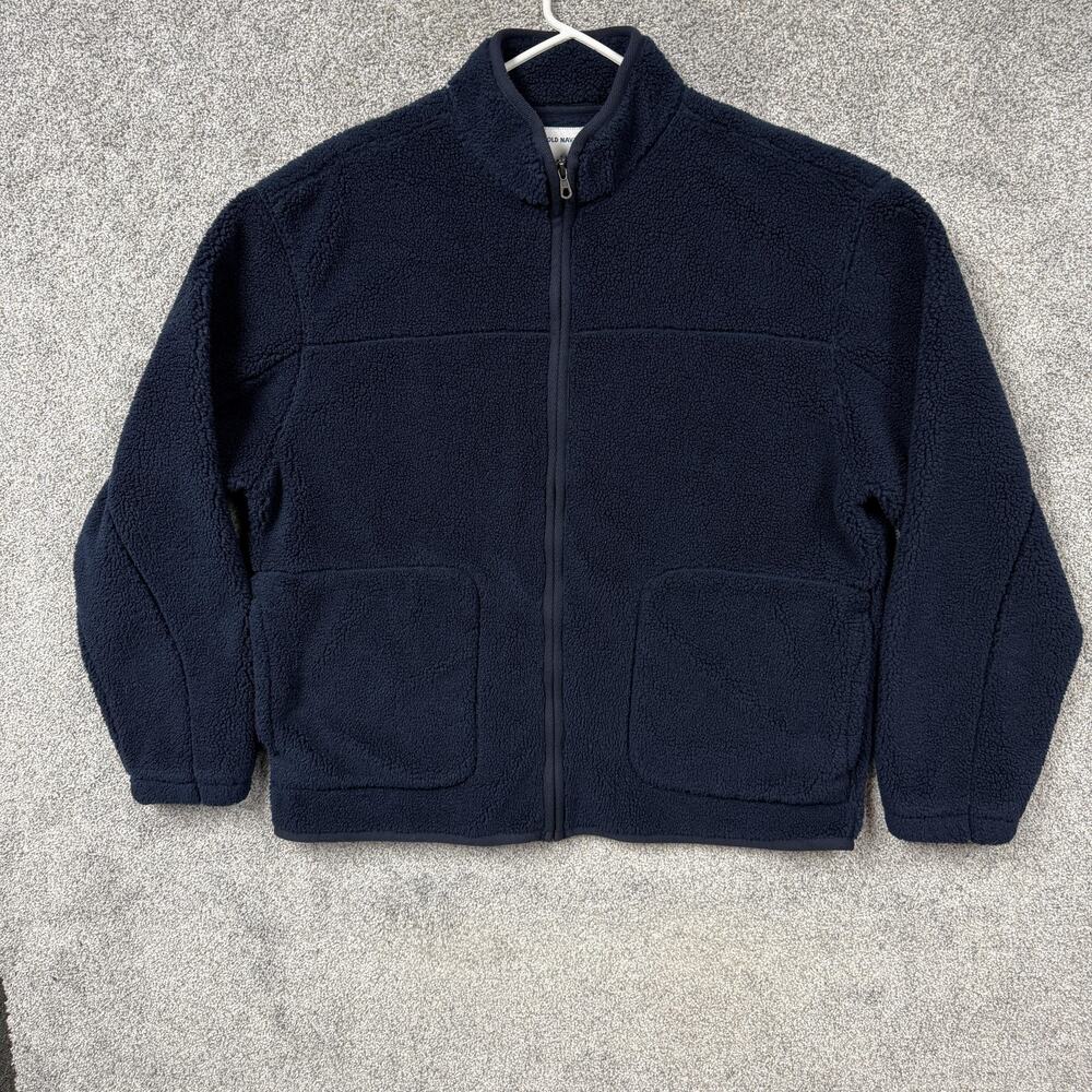 Old Navy Jacket Large Blue Sherpa Fleece Full Zip Outdoor Warm Gorpcore Cabin